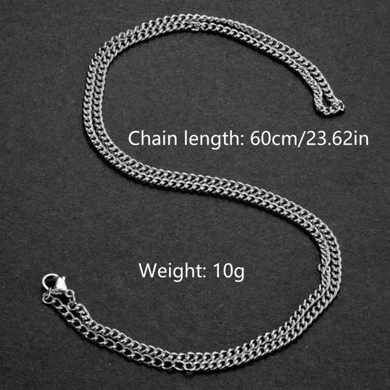 3mm Stainless Steel Cuban Chain Necklace For Men