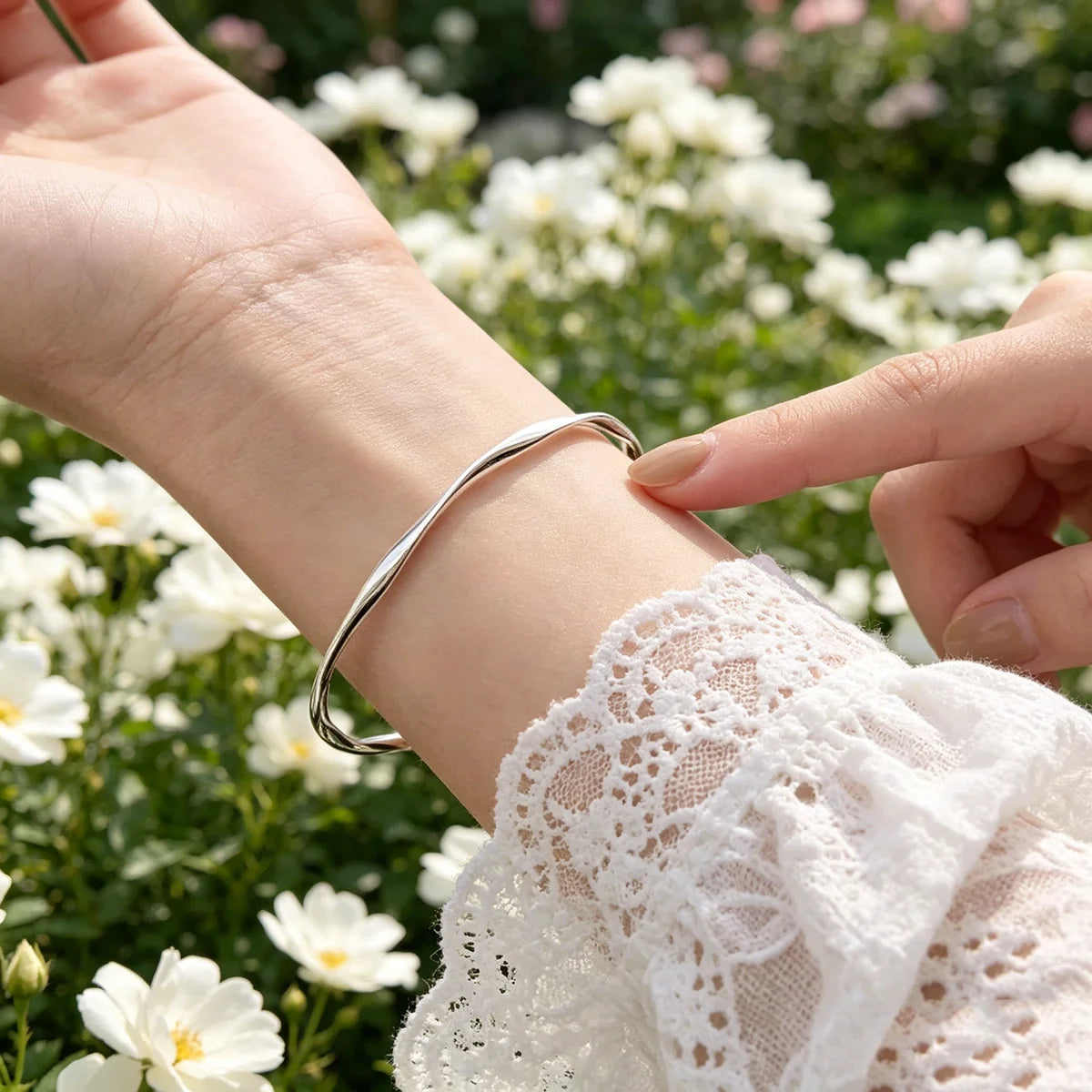Minimalist Mobius Twist Cuff Bracelet for Women