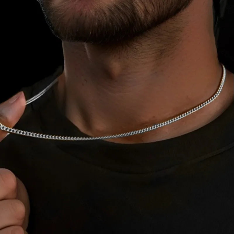 3mm Stainless Steel Cuban Chain Necklace For Men